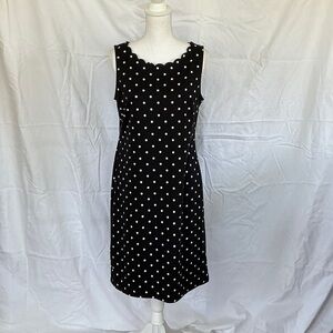 Talbots Black and White Polka Dot Sleeveless Midi Dress